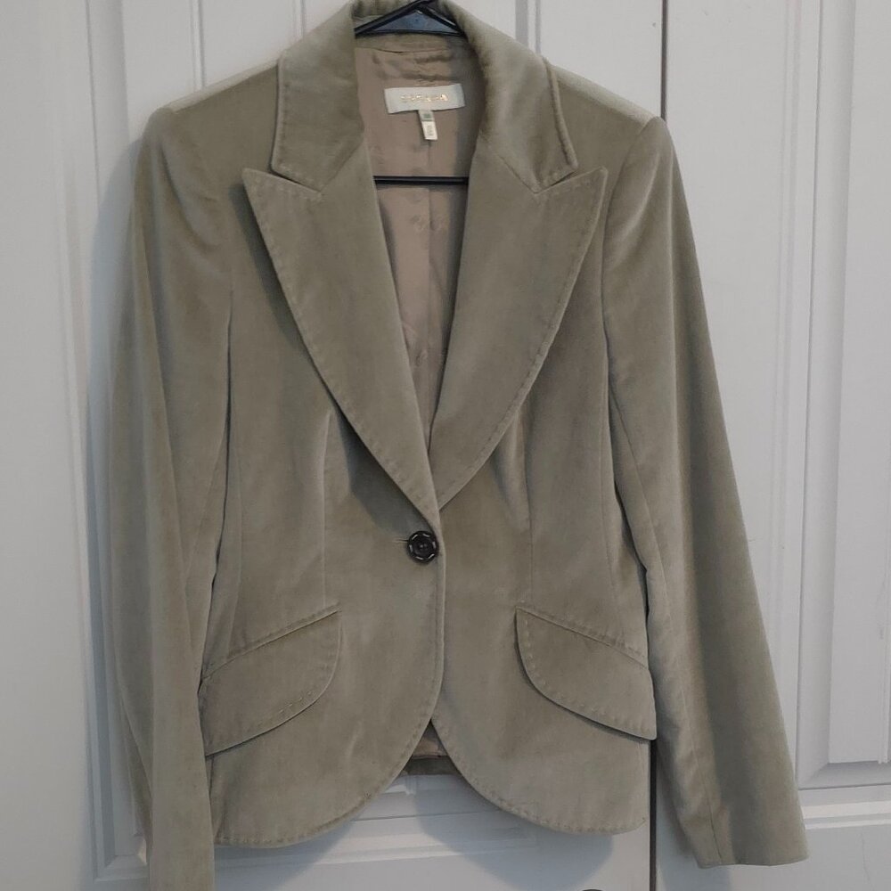 Escada Beige Velvet Blazer Jacket - Woman's Size 38